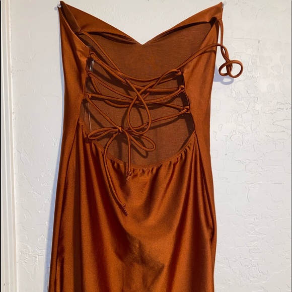 burnt orange mini dress